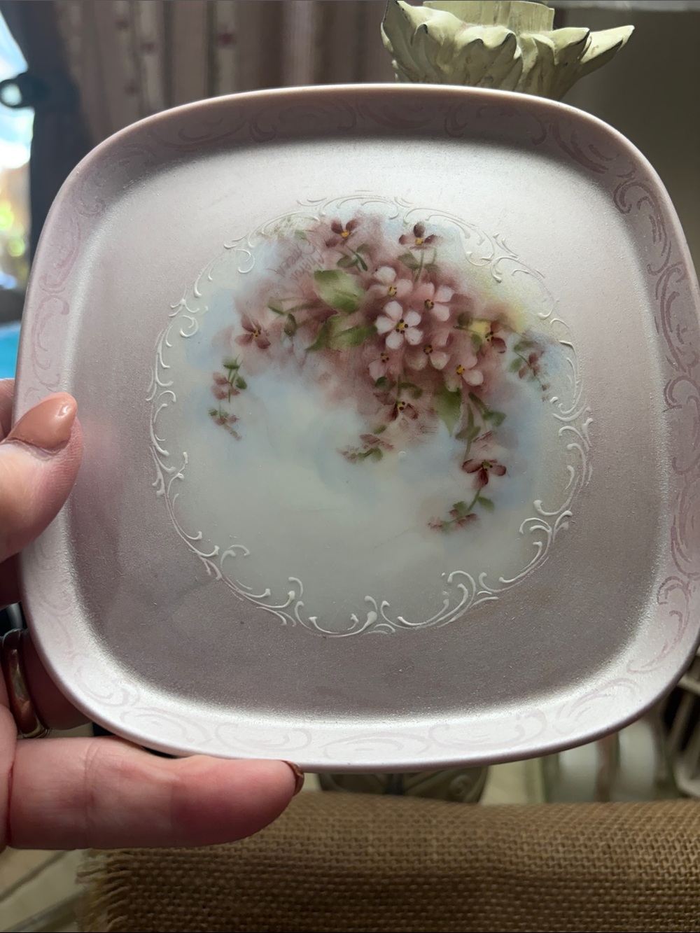 Pink Floral Square Serving Plate - Brand Unknown